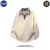 Suéter de Punto de Manga Larga Falso de Dos Piezas de Alta Calidad Marca NASA para Hombre Otoño Estilo de Alta Gama Top Atrevido y Guapo