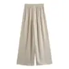Fabricante de ropa de mujer transfronterizo al por mayor 2026 nueva moda versátil cintura alta cintura elástica pierna ancha pantalones casuales