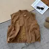 Colete Curto Suede Retrô Feminino Outono 2026 Novo Casaco Super Bonito Sem Mangas
