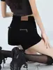Shorts de Mezclilla Negros Estilo Americano para Mujer, Nuevo Modelo de Verano, Ajustados Sexy, de Cintura Alta, Pantalones Cortos Ajustados Adelgazantes de Pierna Ancha para Figuras Pequeñas