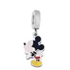 Desenho Mickey Minnie Acessórios para Joias DIY Fofo Animação Periférico Pingente de Hambúrguer a Óleo Pulseira de Aço Titânio Pingente