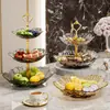 Bandeja de Doces e Frutas Secas para Sala de Estar, Uso Doméstico, Prato de Frutas Multicamadas de Luxo Leve, Bandeja de Frutas para Mesa de Centro, Petiscos para Recepção, Peça de Exposição de Sobremesas