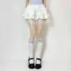 Calcetines altos de estilo japonés color blanco lechoso con lazo, calcetines JK dulces de cinta para la pantorrilla, calcetines Lolita de encaje estilo ballet