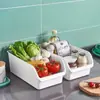 Caja de Almacenamiento para Refrigerador de Cocina Cesta de Almacenamiento Caja Inclinada para Huevos Verduras Cesta de Almacenamiento de Grado Alimenticio Almacenamiento en Gabinete