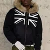 Moletom com Capuz Feminino Outono 2026 Solto Zíper Estampa Gola de Pelo Fashionista de Rua Jaqueta Diária Rua Exterior