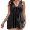 Nuevo traje de baño europeo y americano de comercio exterior talla grande para mujer que cubre la barriga adelgazante ins de color liso bikini talla grande traje de baño dividido talla grande