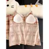 Pijama Cuadros Estilo Coreano para Mujer, Conjunto de Verano con Almohadillas en el Pecho y Tirantes, Ropa de Casa Sexy Estilo Puro Deseo, Adecuado para Usar como Ropa Exterior, Venta al por Mayor Transfronteriza