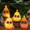 Luz de Vela de Búho Divertida Decoración de Halloween Luz Nocturna Brillante Regalo Atrezzo para Arreglo de Atmósfera Adornos de Escritorio