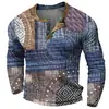 Nueva Camiseta de Manga Larga para Hombre Transfronteriza con Impresión 3D y tapeta larga, Top Casual Transpirable para Hombre para Exteriores
