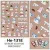 Redanco5D Embutido Ins Popular Adesivos de Nail Art Série de Natal Boneco de Neve Decalques de Unha Tridimensionais He1318