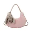 Nova bolsa felpuda Yuezhi 2026 para o início do outono, bolsa de ombro casual versátil, bolsa transversal leve da moda, bolsa de pelúcia formato bolinho