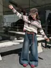Nuevo Conjunto de Suéter Rayado y Jeans para Niñas Otoño 2026 Transpirable Conjunto de Tres Piezas