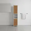 Armários Altos de Banheiro Mais Vendidos Transfronteiriços com Portas de Palheta de Bambu, Fornecimento Direto do Fabricante, Adequados para Apartamentos Pequenos, Armários de Banheiro, Sala de Estar e Corredor