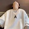 Estilo Americano Retro Puro Algodón Peso Pesado Manga Corta Holgado Moda Marca Verano Ins Versátil Top de Media Manga Ropa de Moda para Hombre Camiseta