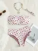 Bikini de dos piezas para mujer, informal, de doble tela, para vacaciones de verano en la playa en Europa y América, con moderno estampado floral, 2026