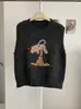 Chaleco de punto jacquard con estampado de cachorro de dibujos animados KEKEZOON, para mujer, corte holgado, para llevar en capas, sin mangas, 8915