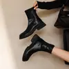 Botas cortas elásticas de comercio exterior transfronterizas para otoño e invierno, versátiles de punta redonda, tacón grueso, suela suave, botas negras adelgazantes para mujer, botas marrones de moda