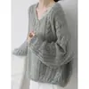 Suéter casual suave estilo francés para mujer, color liso, tejido fino para invierno y otoño, top de punto con cuello, suave y elegante