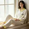Pijama de Veludo Outono e Inverno para Mulheres Cardigã de Lapela de Desenho Animado Manga Longa Conjunto Homewear Item Quente de Live TikTok Xiaohongshu