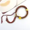 Pulsera Thangka Estilo Tíbet con Cinco Deidades de la Riqueza, Pulsera Tejida a Mano con Tara Verde y Cinco Santos, Pulsera Caja Gahu