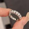 Anel de prata de lei S925 com linha redonda de diamantes estilo antigo, anel de alta qualidade com design de nicho totalmente cravejado, retrô francês vintage