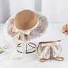 Al por mayor Nuevo Set de Bolso de Paja y Sombrero de Sol para Niños de Verano Sombrilla y Protección Solar para Exteriores Lindo Sombrero de Malla con Lazo Moderno