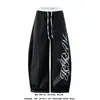 Pantalones de Paracaidista Casuales Americanos con Estampado de Letras y Estrellas para Hombre y Mujer Verano Delgados Sueltos Pantalones Cortavientos Pierna Ancha Scimitar Pantalones Largos