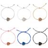 Pulseira de aglomerado de cristal personalizada estilo coreano coração de pêssego multicolorida corda pingente de resina de pedra natural de imitação venda direta da fábrica em estoque