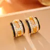 Exquisitos Aretes Huecos de Moda Estilo Francés con Circonitas Súper Brillantes Aros con Goteo de Aceite, Aretes Vintage de Gama Alta Estilo Hong Kong para Mujer