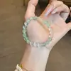 Pulseira de Cristal Natural para Mulheres de Alta Qualidade Doce Cristal Branco Fluorita Verde Transparente Joias de Cristal Pulseira de Contas