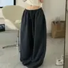 Pantalones casuales a cuadros retro americanos para mujer, pantalones casuales de verano holgados de pierna ancha con un diseño elegante, pantalones de longitud de piso para danza de jazz