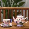 Juego de Taza y Plato Flor de Lirio Adornos para Tetera Creativa Hogar Patio Romántico Tetera de Flores Té de la Tarde en Casa