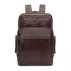 Mochila de Ombro Retrô Europeia e Americana Personalizada em Couro Genuíno Mochila Casual Quadrada Vertical Bolsa de Viagem Couro Encerado Masculino