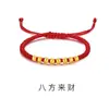 Contas da sorte em ouro 999, contas de ouro para o ano do zodíaco, pulseira de fio vermelho para atrair riqueza, pulseira de presente, brinde promocional para live streaming