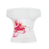 Moda Verão Nova Estilo Europeu e Americano Transfronteiriço Estampa Floral Ins Ombro a Ombro Slim Fit Design Y2K Que Marca a Cintura Top