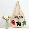 2025 Nova Bolsa Tote Bolsa de Praia Bolsa de Tricô Bolsa de Palha Elefante Estilo Férias Tailandesas Bolsa Estilo Boho