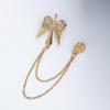 Broche de corona de estilo británico para hombre coreano, cadena cruzada, alfiler, insignia, ramillete vintage para mujer, accesorios