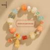 Nova pulseira de abóbora de jade dourada estilo chinês feminino jade branco bodhi fortuna contas de abóbora contas de transferência pulseira atacado