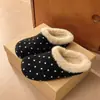 Turbante de Lunares Pantuflas de Algodón para Mujer 2026 Nuevo Invierno Hogar Interior Cálido Aumenta Altura Suela Gruesa de 4 cm Pantuflas de Felpa