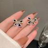 Pendientes Chanel negros vintage para mujer, elegantes, de alta gama, con lazo, combinables con todo.