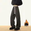 2026 Invierno Nuevo Estilo Pantalones de Chándal Pantalones Deportivos para Hombre Algodón Terciopelo Europeo Pantalones con Forro de Terciopelo Sueltos Pierna Ancha Pantalones Casuales Pantalones Banana