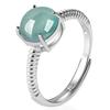 Anel de superfície de ovo d'água azul jade de mercadoria A natural anel de moda pedra de jade gelo conjunto de prata S925 anel feminino ajustável
