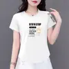 Comércio Exterior Transfronteiriço Roupas para Mães de Mulheres de Meia-Idade e Idosas, Camiseta de Manga Curta, Caimento Solto, Emagrecimento, Estampa de Rosas, Top Petite, Moderno
