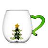 Copo de Natal em Formato Estéreo Copo de Vidro Presente de Natal Transparente Copo de Água Resistente ao Calor Copo para Café da Manhã Leite Café