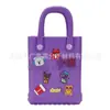 Cor de doce de gelatina buraco infantil diy à prova d'água bolsa de praia bolsa transversal tamanho pequeno mini bolsa quadrada eva