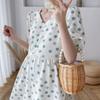 Vestido para Grávidas Moda Verão Estilo Ocidental plus size Saia Solta Comprimento Médio plus size Casual Fresco Gola Quadrada Saia