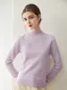 Suéter 100% cachemira pura, prenda base de punto de cuello alto medio, suéter básico liso simple y elegante para mujer, disponible para dropshipping