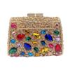 Bolsa de Jantar Diamante Gema Colorida Direto da Fábrica Transfronteiriça Clutch Diamante Banquete Europeu e Americano Ombro Transversal Bolsa Feminina