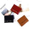 Cartera de mujer estilo coreano doble Liu Ding Cartera pequeña simple de PU de alta gama Cartera con hebilla triple para monedas