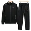 Nuevo Traje Deportivo Casual Holgado para Hombre de Otoño e Invierno Cardigan con Cuello Alto Leggings Deportivos Traje Recto para Correr y Fitness Dos Piezas